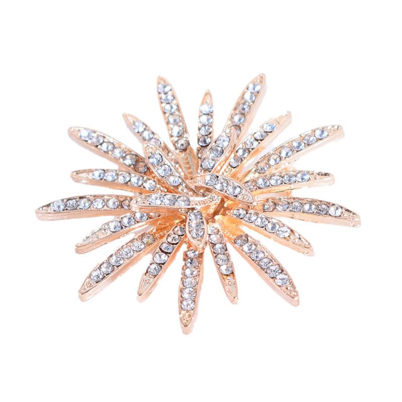 ftk Sunflower Shiny Zircon Rhinestone Pin Brooch For Women Clothing Accessory-picture-37