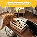 MissYolo Cat Nail File Box, Solid Wood Cat Scratch Puzzle Enrichment Toy with Built-in Grooming Paper, Interactive Hideaway for Indoor Cats with 3 Bell Balls and Feather Cat Toy (Color: Natural Wood)