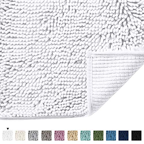 Pure White Bath Rug Super Soft Microfiber Non Slip Mat Absorption Shaggy Shower
