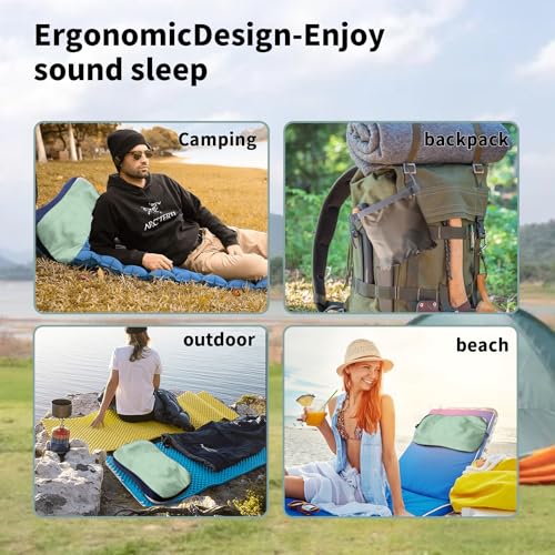 Almohada Inflable de Camping 60 cm Verde Ligera miniatura 6