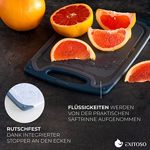 Exitoso Frühstücksbrettchen 4er Set mit Saftrille & Griff aus Kunststoff | Rutschfestes & spülmaschinenfestes Schneidebrett… – Ansicht 2