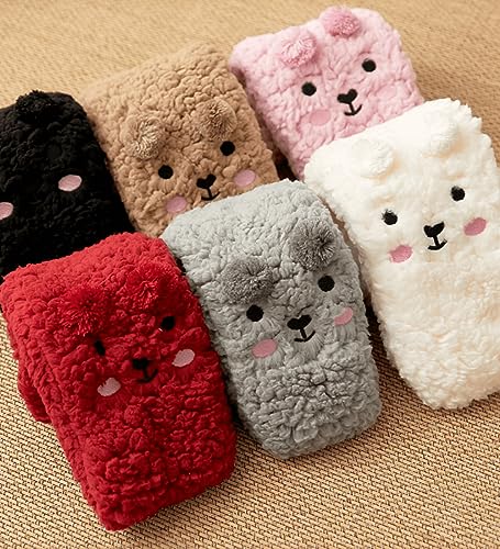 Image of Dog Socks Fuzzy Socks Fluffy Socks Winter Warm Soft Slipper Home Sleeping Cute Animal Socks 2 Pairs