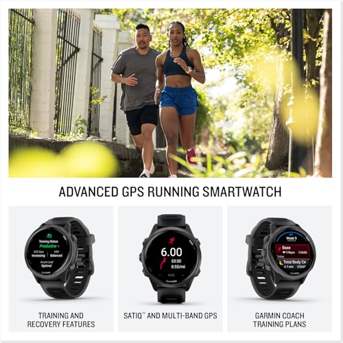 Image of Garmin Forerunner 570, 42mm, Advanced GPS Running and Triathlon Smartwatch, AMOLED Display, Training and Recovery Features, Slate Gray Aluminum with Translucent Black /Black Band