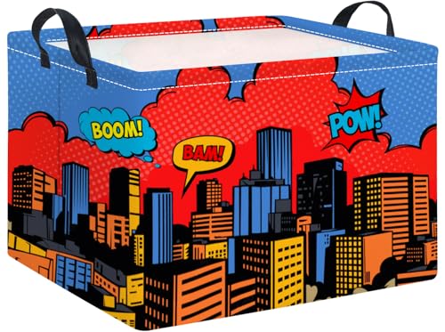 Image of Rectangular Baby Girl Basket Kids Baby Storage Basket Toy Storage Bin Organizer Box Room Decor(City)