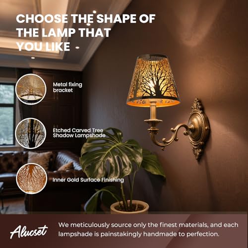 Small Lamp Shades Set of 2 Clip On Bulb, Stainless Steel Barrel Lampshades - image 2