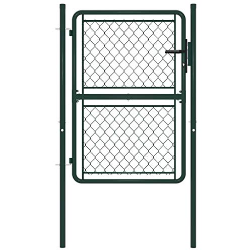 vidaXL Garden Gate Rust Resistant with Lock and Handle Outdoor Terrace Mesh Fence Entrance Door Barrier Steel 100x150cm Green