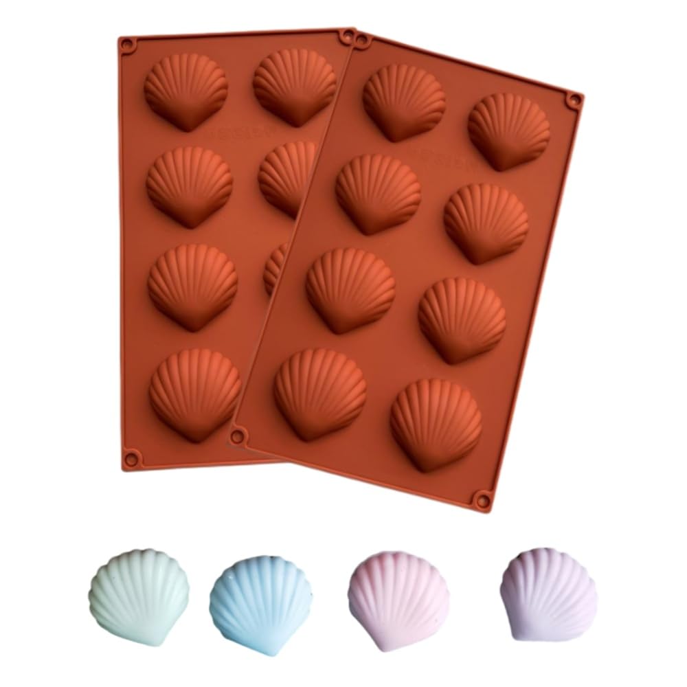 2Pcs Madeleine Mold Pan, Nonstick Silicone Madeleine Molds, Shell Shape Baking Cake Mold Pan (Style A)