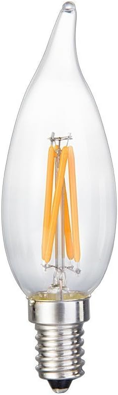 Edison Mills LED Candelabra Flame Tip Bulb E12 Base Chandelier - 3.5W - Replaces 40 Watt Chandelier Bulbs - Dimmable - 2700K