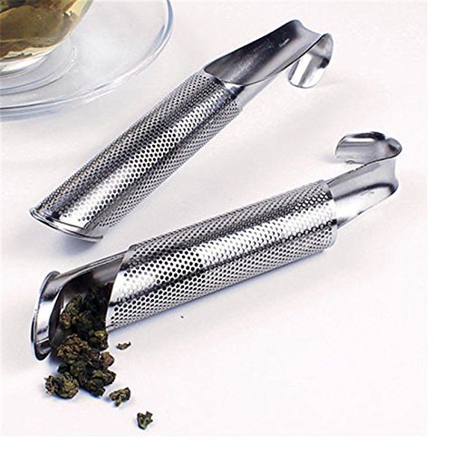 Loose Leaf Tea Infuser - 1 Piece Stainless Steel Pipe Design Tea Infuser Strainer Holder Tool - Tea Spoon Infuser Filter Kitchen Accessories - Long handled Tea Strainer - Loose Tea Steeper