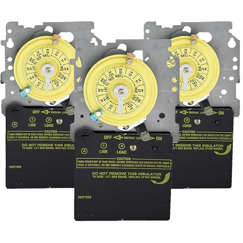 Image of Intermatic T101M 24-Hour Mechanical Timer (Mechanism Only) - 120V SPST, Heavy-Duty, Manual Override, 40 Amp - Ideal for Lights, Pumps, Fans, and HVAC Systems (Pack of 3)