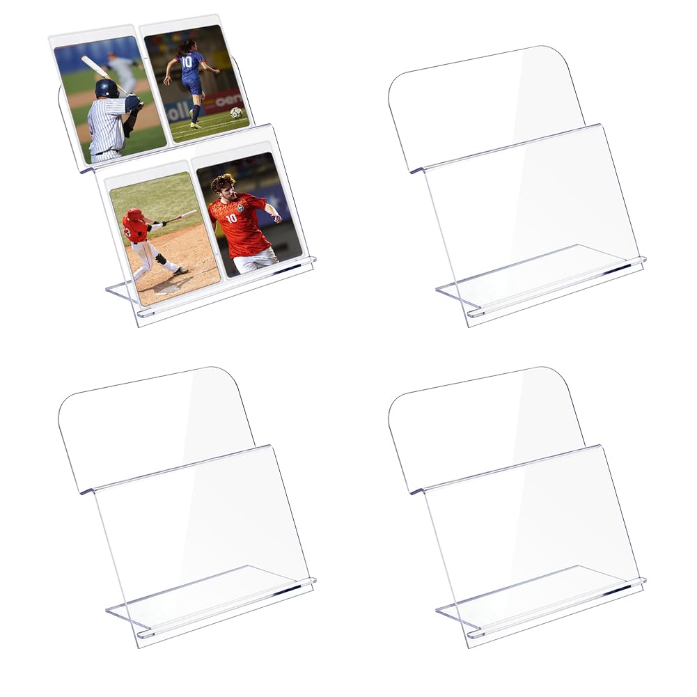 AHANDMAKER Paquete de 4 soportes acrílicos para carteles, 7 x 3 pulgadas, soporte acrílico para tarjetas de mesa, soporte de papel de escritorio para tarjetas de felicitación, menú, imagen, para boda,
