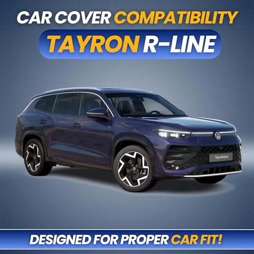 Image of 100% Waterproof Car Cover for Volkswagen Tayron R-Line 2026 | Heavy-Duty Custom Fit | All-Weather UV, Rain, Sun & Dust Protection | Soft Cotton Lining | Mirror & Antenna Pockets | Navy Blue