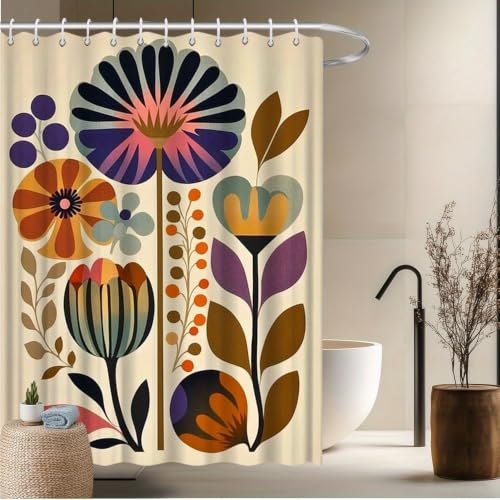 Rideau de douche art floral abstrait grand format 180 x 225 - 4