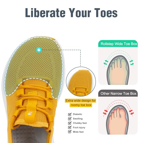 Image of Wide Toe Box Shoes Women Extra Wide Width Sneakers Air Cushion Road Running Shoes Ultra Light Tennis Gym Workout Training Shoes Breathable Walking Shoes with Arch Support