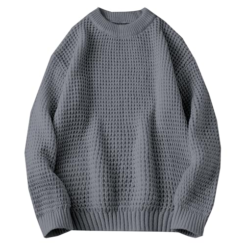 DAIMIDY Men's Crewneck Sweater Textured Knitted Pullover Sweaters
