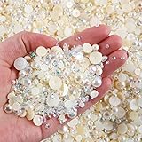 30g Mix Size Flatback Craft Rhinestone and Pearls, 2mm-10mm AB Color Jelly Resin Pearl Rhinestones for Clothing, Shoes, DIY, Nail Art Decoration