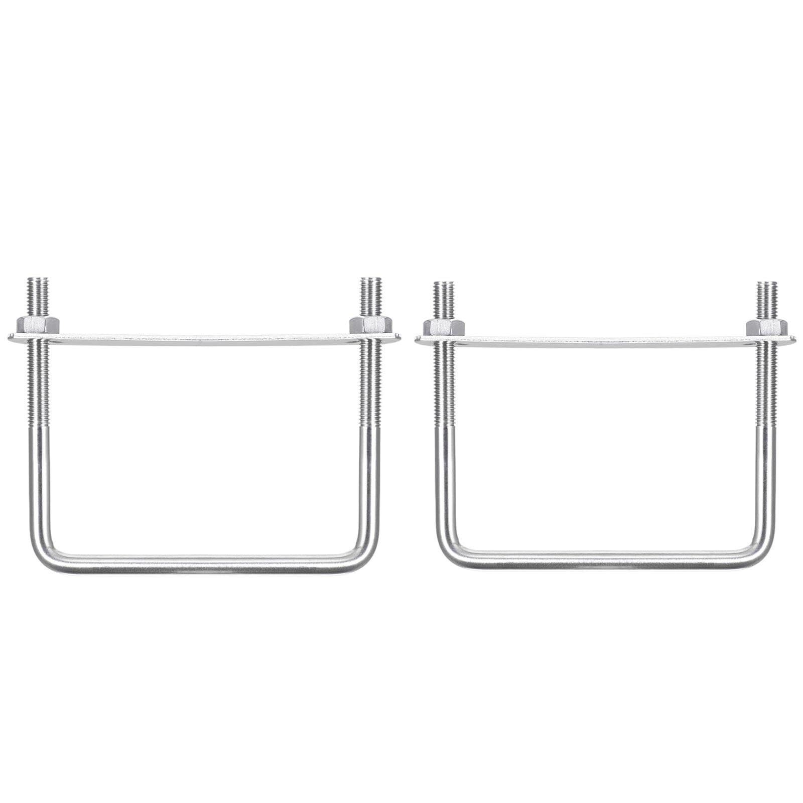 TOP-VIGOR 2 sets M8 Square U-Bolts, 100mm Inner Width 100mm Length 304 Stainless Steel U-Bolts with Nut