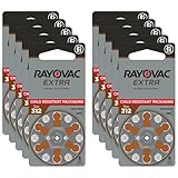 Rayovac Extra Size 312, 60 Hearing Aid Batteries, Made in the USA w/ Battery Holder