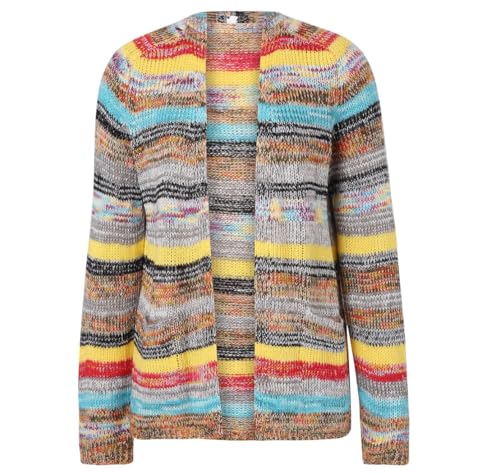 2024New Striped Cardigan Sweaters for Women,Rainbow Striped Sweater Multi Colored Cardigan Rainbow Cardigan Women2