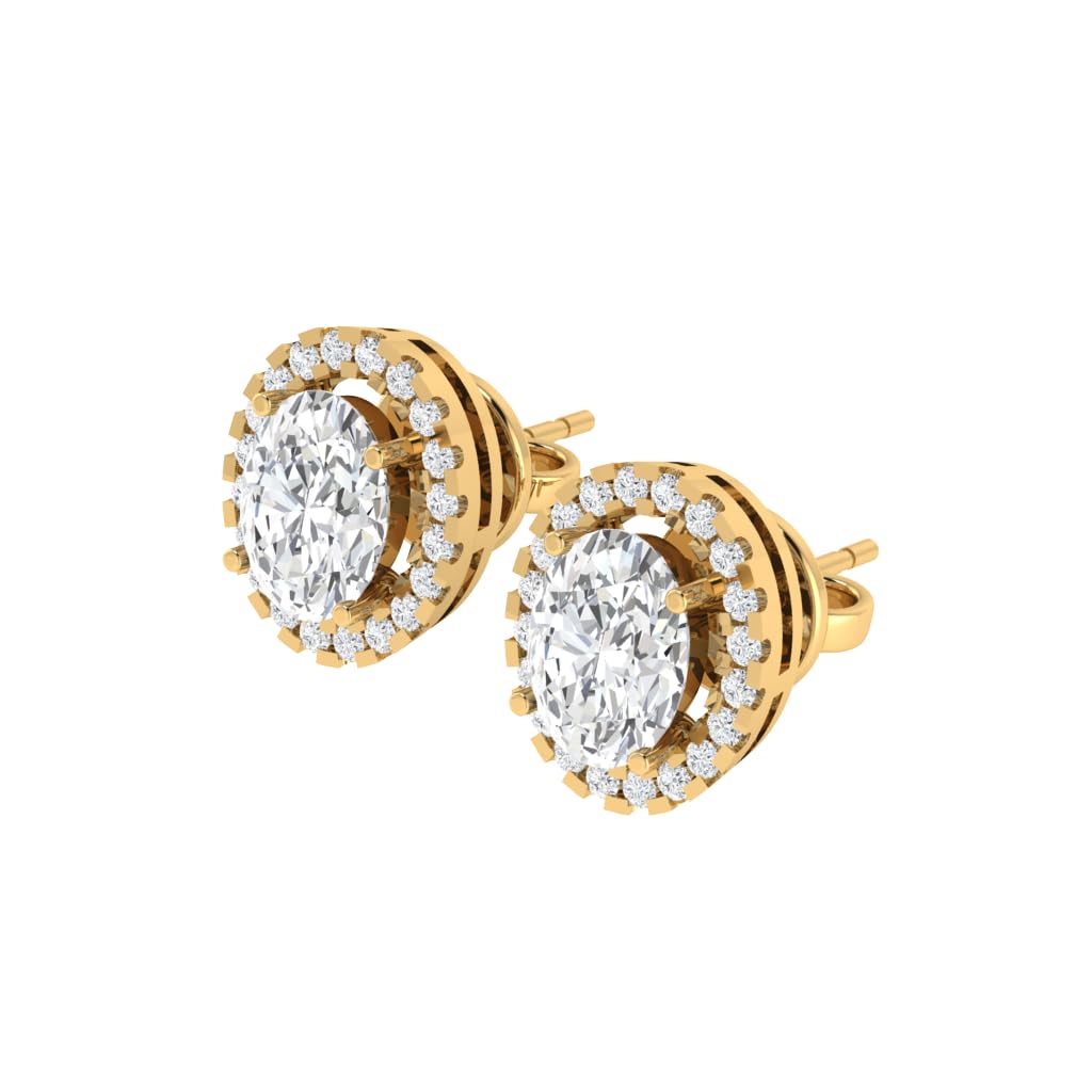 Gold Plated Pure 925 Sterling Silver Earrings | 8mm X 6mm Oval Shaped Gemstone Halo Solitaire Screwback Earrings | Birthstone Stud Earrings | Multiple Gemstone Options-image-42