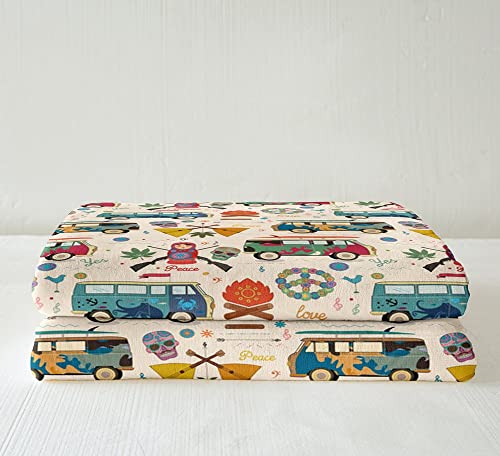Loussiesd Kids Great Camping Fleece Throw Blanket Colorful Camper Sherpa Blanket Boys Rustic Camping Van RV Plush Blanket Farmhouse Fuzzy Blanket for Sofa Bed,Single 50x60 Inch - Image 4