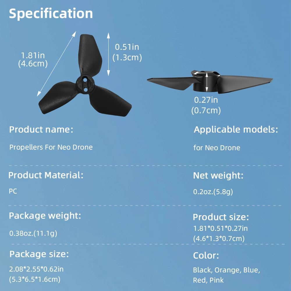 sea jump 8PCS Propeller Suitable for DJI NEO Drone Accessories Handheld Quadcopter Drone 2016S Propeller Blades (Black)
