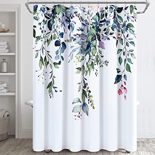 Naturoom Green Eucalyptus Shower Curtains For Bathroom Spring Plant Watercolor Leaf And Floral Shower Curtain Set With Hooks Slub Textured Fabric Water Repellent Bathroom Decor 72X72 #TOP5
