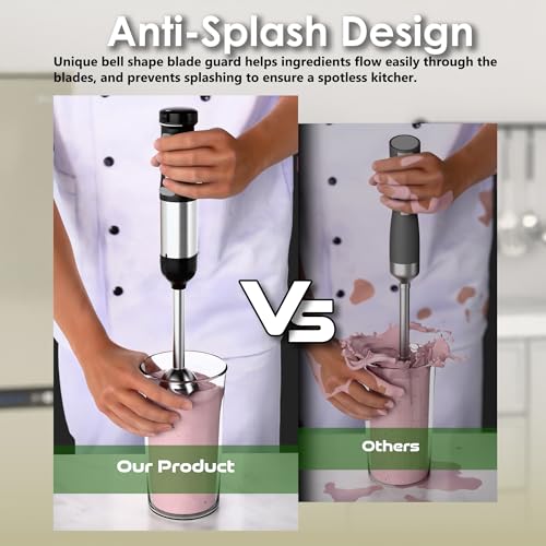 Image of Cordless Immersion Hand Blender, 5-in-1 Variable Speed blender handheld,Rechargeable with 2000mAh Battery, BPA-Free & Dishwasher-Safe Accessories:700ml Beaker,Chopper,Whisk & Milk Frother,Black