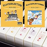 Farbige Klavieraufkleber, farbige Tastaturaufkleber, eine komplette Klaviermusikstunde mit Farbnote, Handbuch 1 und Handbuch 2 für Kinder und Anfangernd
