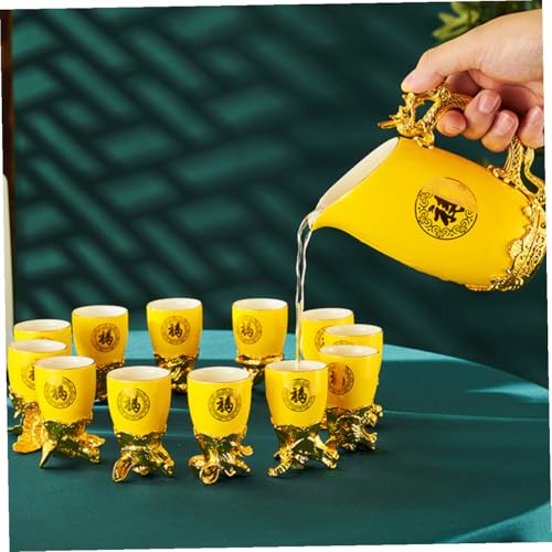 Set 12 Vasos de Licor Cerámicos con Dispensador Amarillo miniatura 5