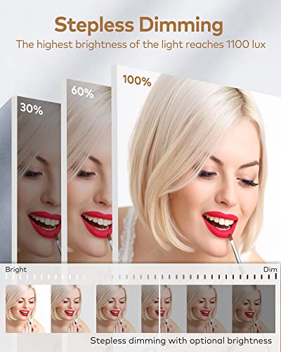 Makeup Mirror - Travel Makeup Mirror With Light, Touch Screen 3 Colors Dimmable Lighted Makeup Mirror, 2000 Mah Rechargeable Vanity Mirror, Foldable Portable Makeup Mirror With 10X Magnifying Mirror #TOP1