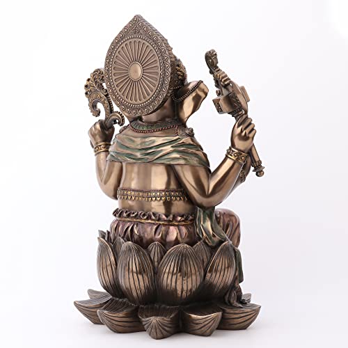 Estatua grande de Ganesh sentado sobre loto 44.5 cm miniatura 6