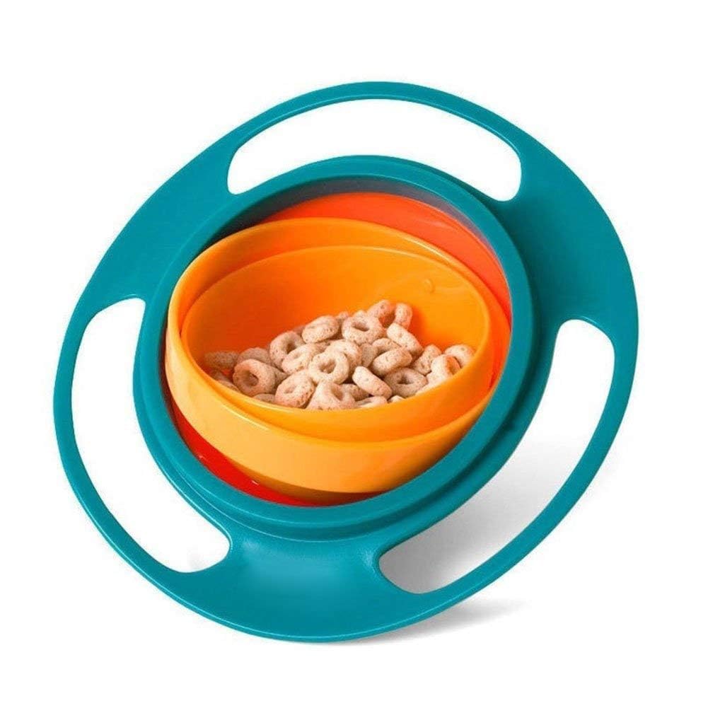 Gyro Bowl for Toddlers 360° Rotating Spill Proof Snack Bowl with Lid | Non-Spill Baby Feeding Bowl for Kids 1-3 Years | BPA Free Magic Anti Spill Food Container for Travel, Car & Home (Random Color)-image-37