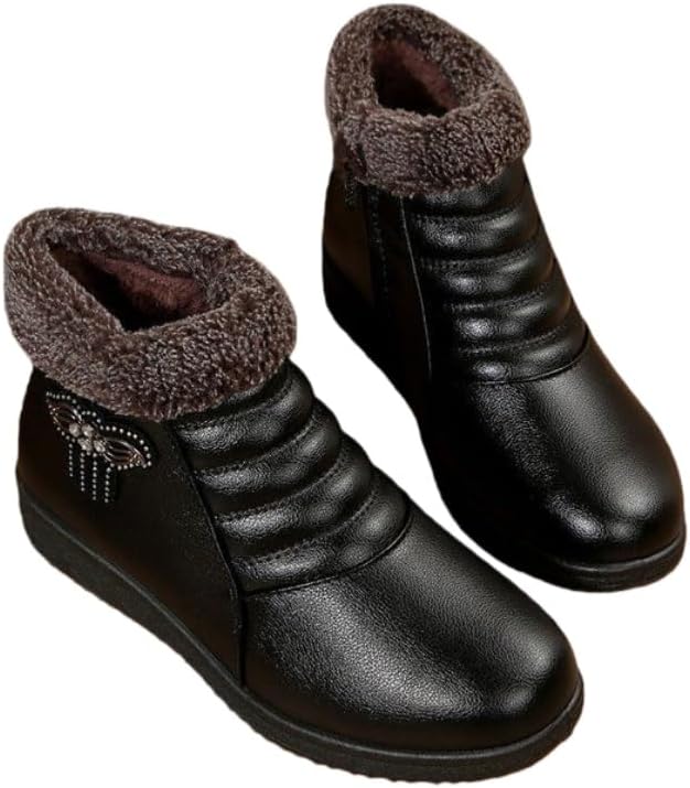 Women's winter warm boots zipper design, anti-slip sole, suitable for daily use, comfortable, soft.