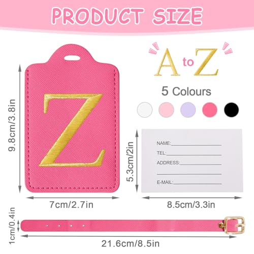 Image of Personalized Initial Letter Luggage Tags for Suitcases,Suitcase Identifier Baggage Tag,Cute Travel Luggage Tags,Best Gift Wedding Birthday for Couples Honeymoon Friend Family Vacation(Rosered Z)