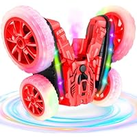 Ferngesteuertes Auto für Kinder, Cool Lights 360° Spin Double Sided Flips RC Autos, Outdoor 4WD Off Road Stunt Car, Spielzeug für Jungen Mädchen Alter 6-12 Geburtstag Geschenk Rot