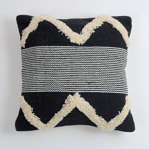 Image of TIB Premium Boho Decorative Throw Cushion Covers, 16 x 16 cm, Set of 2, Cotton. (Black Mountains)-230 TC