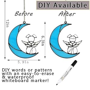 Dog memorial gifts for loss of dog hanging pet sympathy white angel dog on moon acrylic beverage rememberance suncatcher ornaments decor window wall gift for dog lover   cucciolini doodles