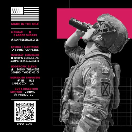Image of Echelon Pre-Workout Energy Drink | Berry Habanero | 12 Pack | Sustained Energy, Focus and Endurance Dietary Supplement | 300mg of Caffeine | Beta-Alanine, L-Theanine & Fiber | Vegan