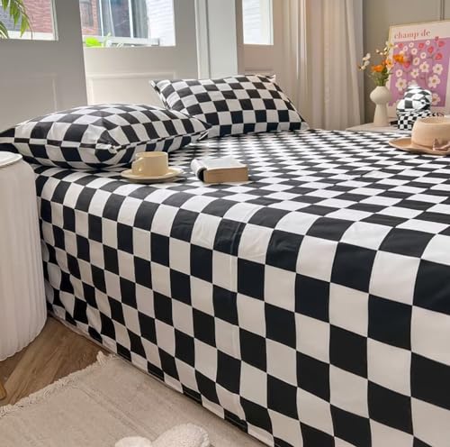 Parure de lit à carreaux noirs et blancs Houseri pour stopper le drap qui glisse - 3