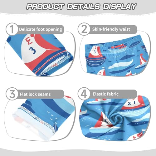 Wusikd Cute Boats Girls' Leggings Toddler Doodles Sails Kids Yoga Pants Dance Active Tights 4T3
