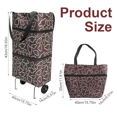 Faltbarer Einkaufstrolley, 2 in 1 Einkaufstasche mit Rollen Faltbar, Leicht Faltbarer Einkaufstasche für Einkaufswagen, Multifunktionaler Einkaufstrolley Klein Faltbar, Collapsible Shopping Trolley – Bild 3