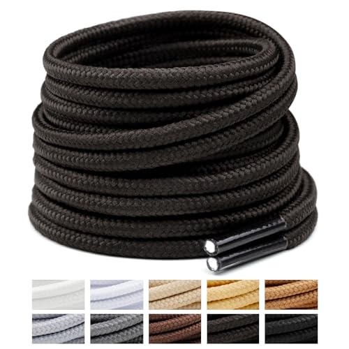 Image of Handshop 2 Pairs Round Boots Shoelaces, Heavy Duty Outdoor Shoe Laces | Replacement Shoestrings for Hiking, Running, Sporting Shoes and Work boots, Sturdy and Robust, 28 Colors, 30-63 inch Length
