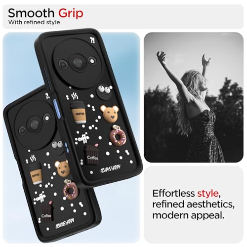 Image of Pikkme Back Cover for Redmi A3 (2024) / Redmi A3x / Poco C61 | 3D Cartoon Silicone Case Cute & Fun Full Protective Bumper Cover (Black)