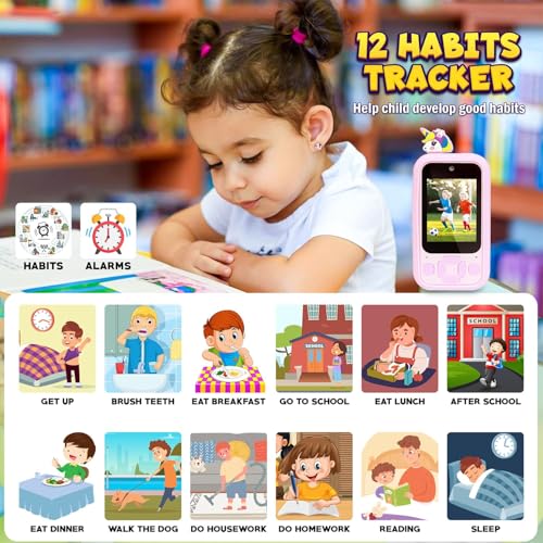 Image of Kids Smartphone Toy with MP3 Music Player Dual Camera for Selfies in-Built Games 2.4 inch Screen 8MP Camera Toys for Boys & Girls (Z7 Pink)