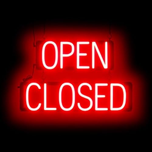 SpellBrite Letrero LED de neón abierto cerrado para empresas 238 x 150 pulgadas ultra brillante eficiente energético LED de larga duración Visible