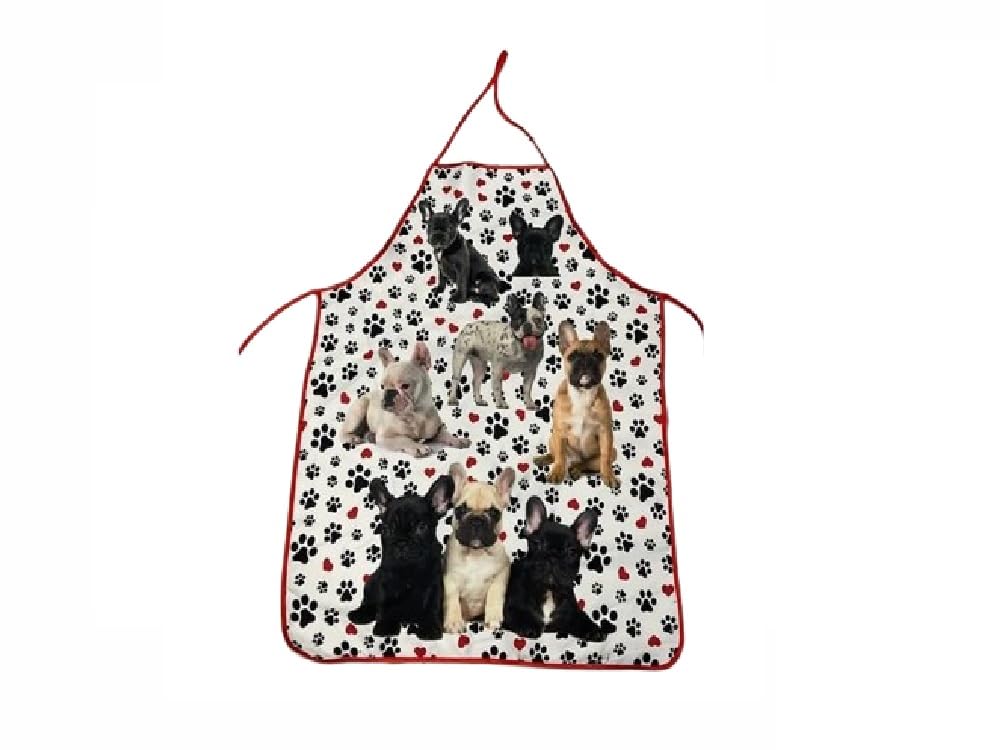 Tablier bouledogue français 80x60 cm à lacets pour les repas et dîners en trattoria