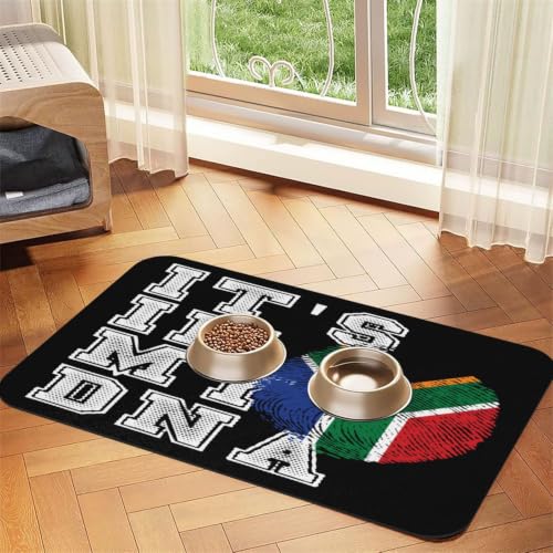 MOXLNEO Its in My DNA South Africa Flag Pet Feeding Mat
