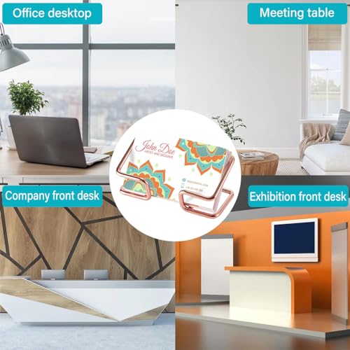 Image of Climberty Metal 1Pcs Visiting Card Holder for Men, Business Card Holder for Desk, Business Card Holder Display Stand, Modern Business Card Organizer, Desktop Business Card Holders (Rose Gold)
