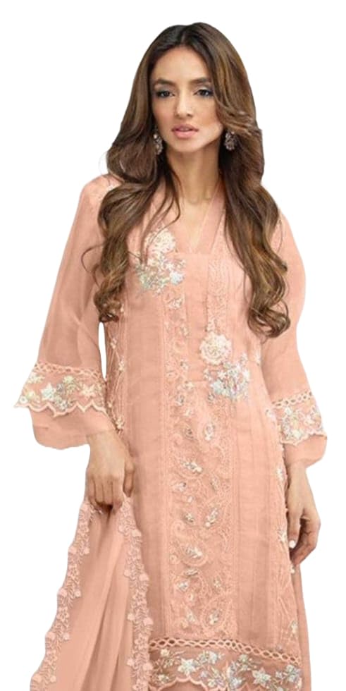 PR Designer CollectionsPakistani Suit in Georgette with embroidery And Santon inner Bottom Silk stich with embroidery work on dupatta